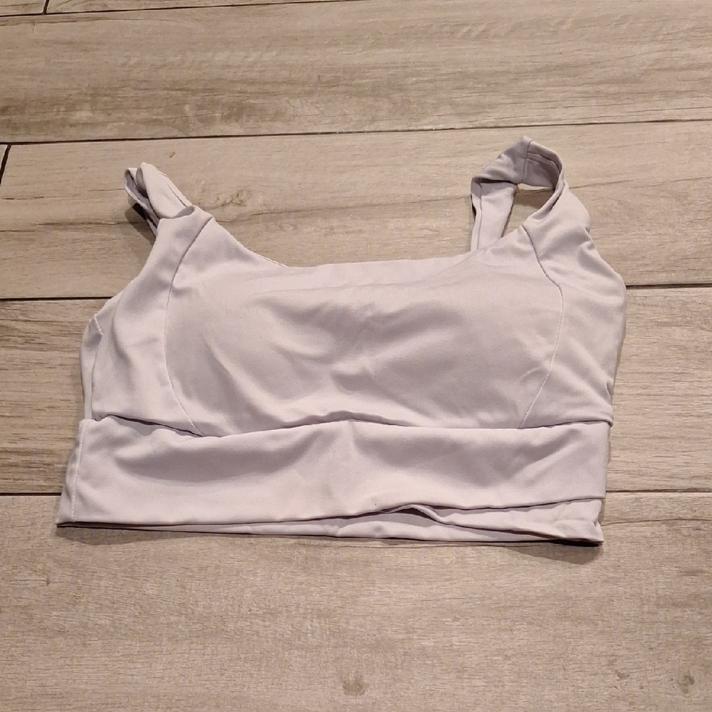 🍁Light Lilac Scoop Neck Crop Sports Bra Tank Top🐣